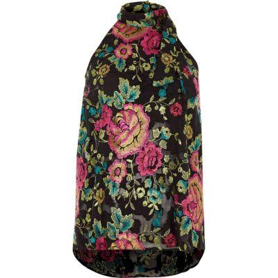 River Island Womens Floral Embroidered Strappy Back Top