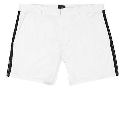 River Island Mens White Tape Slim Fit Chino Shorts