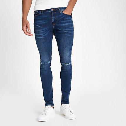River Island Mens Denim Ripped Super Skinny Jeans