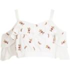 River Island Womens White Embroidered Cold Shoulder Crop Top