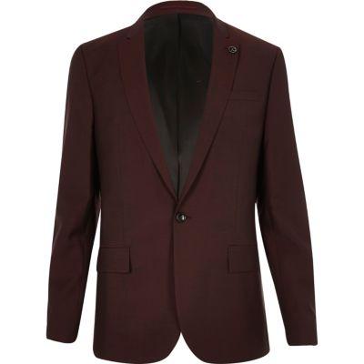 River Island Mens Berry Slim Fit Suit Jacket