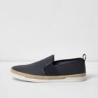 River Island Mens Espadrille Trim Slip On Plimsolls