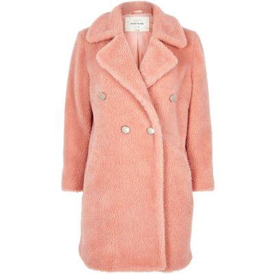 River Island Womens Fleece Double-breasted Coat