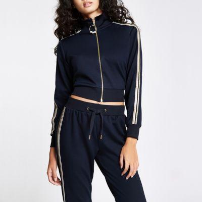 River Island Womens Gold Tape Side Zip Through Jacket