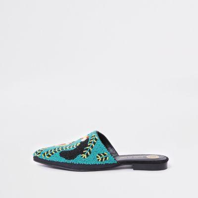 River Island Womens Toucan Seedbead Backless Loafers
