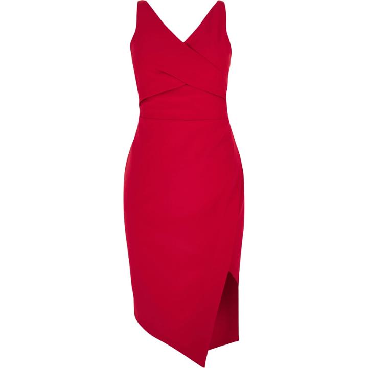 River Island Womens Ri Plus Wrap Asymmetric Bodycon Dress