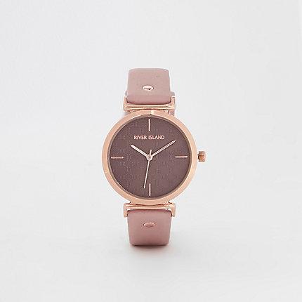 River Island Womens Rose Gold Tone Ri Face Watch