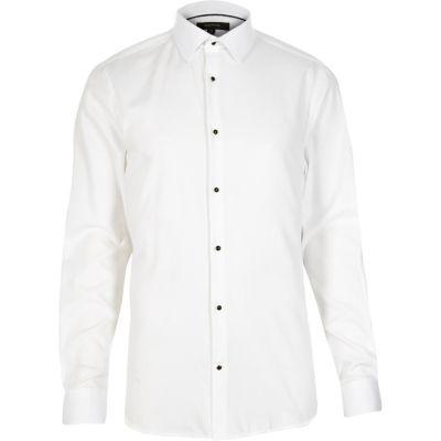 River Island Mens White Semi Cutaway Collar Slim Fit Shirt