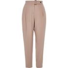 River Island Womens Petite Blush Belted Tapered Trousers