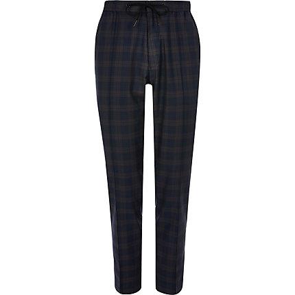 River Island Mens Big And Tall Check Smart Joggers