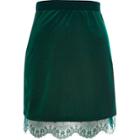 River Island Womens Velvet Lace Trim Mini Skirt