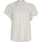 River Island Womens White Frill Lace High Neck Top