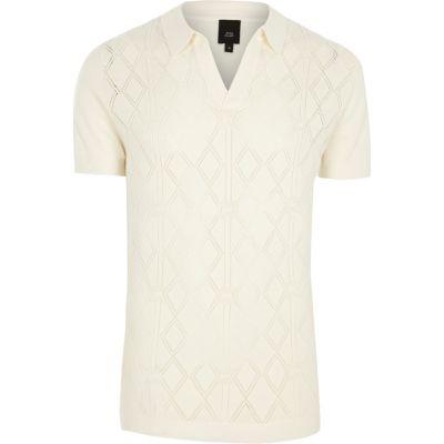 River Island Mens Pointelle Slim Fit Polo Shirt
