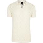 River Island Mens Pointelle Slim Fit Polo Shirt