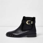 River Island Womens Leather Buckle Strap Chelsea Boots