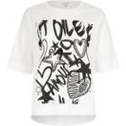 River Island Womens White 'amour' Graffiti Print T-shirt