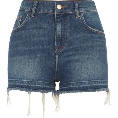River Island Womens Released Hem High Waisted Denim Shorts