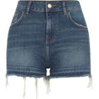 River Island Womens Released Hem High Waisted Denim Shorts