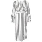 River Island Womens White Stripe Wrap Front Midi Dress