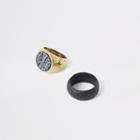 River Island Mens Gold Tone Marble Ring 2 Pack