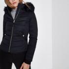 River Island Womens Quilted Fur Trim Hooded Jacket
