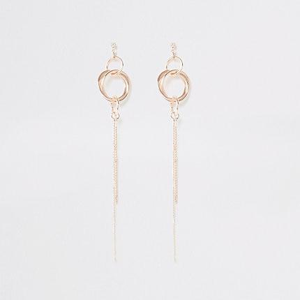 River Island Womens Rose Gold Colour Chain Drop Earrings