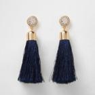 River Island Womens Tassel Diamante Drop Earrings