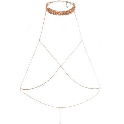 River Island Womens Rose Gold Tone Choker Harness Body Chain