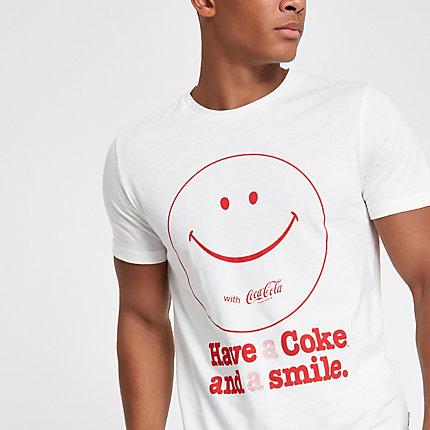 River Island Mens Jack And Jones White 'coke' Print T-shirt