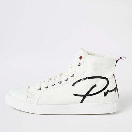 River Island Mens White 'prolific' Canvas High Top Trainers