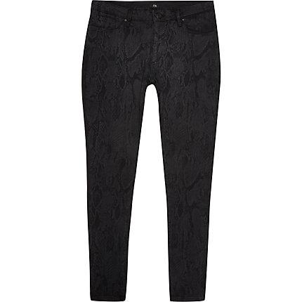 River Island Mens Snake Print Spray On Ollie Skinny Jeans