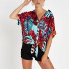 River Island Womens Tropical Printed Tie Front Shirt