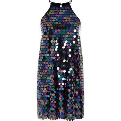 River Island Womens Disk Sequin Halter Neck Slip Mini Dress