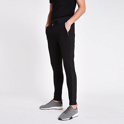 River Island Mens Check Panel Slim Fit Joggers