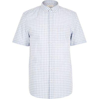 River Island Mens Melange Gingham Short Sleeve Shirt