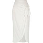 River Island Womens White Wrap Front Tie Side Midi Skirt