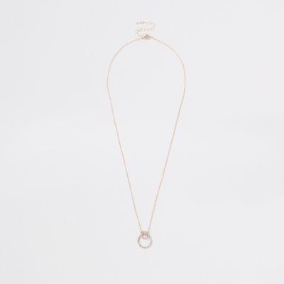 River Island Womens Gold Tone Interlinked Circle Pendant Necklace