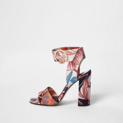 River Island Womens Floral Print Block Heel Sandals
