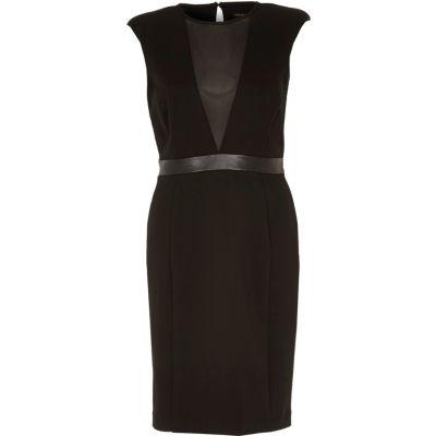 River Island Womens Mesh Plunge Bodycon Dress
