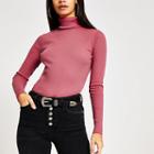River Island Womens Roll Neck Long Sleeve Ribbed Top