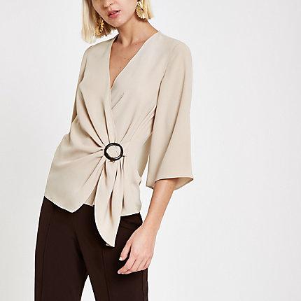 River Island Womens Wrap Front Horn Ring Blouse