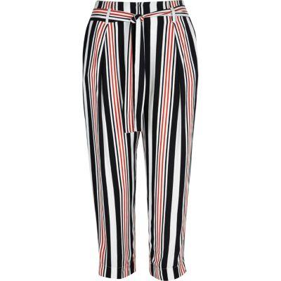 River Island Womens White Stripe Cropped Pants