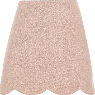 River Island Womens Faux Suede Scallop Hem Mini Skirt