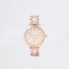River Island Womens Rose Gold Diamante Chain Link Strap Watch