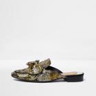 River Island Womens Jacquard Bow Top Backless Loafers