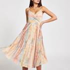 River Island Womens Tie Dye Pleated Wrap Dress