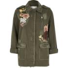 River Island Womens Floral Embroidered Army Jacket