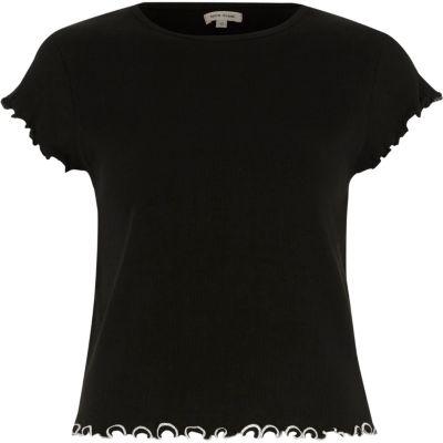 River Island Womens Lettuce Edge Fitted T-shirt