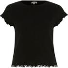 River Island Womens Lettuce Edge Fitted T-shirt