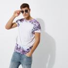 River Island Mens White And Floral Fade T-shirt